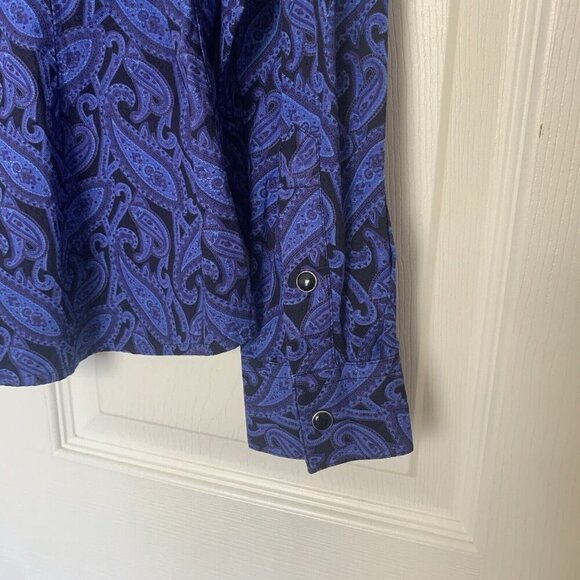 Panhandle Rough Stock Men's Medium Slim Pasiley Long Sleeve Snap Shirt - Picture 5 of 10